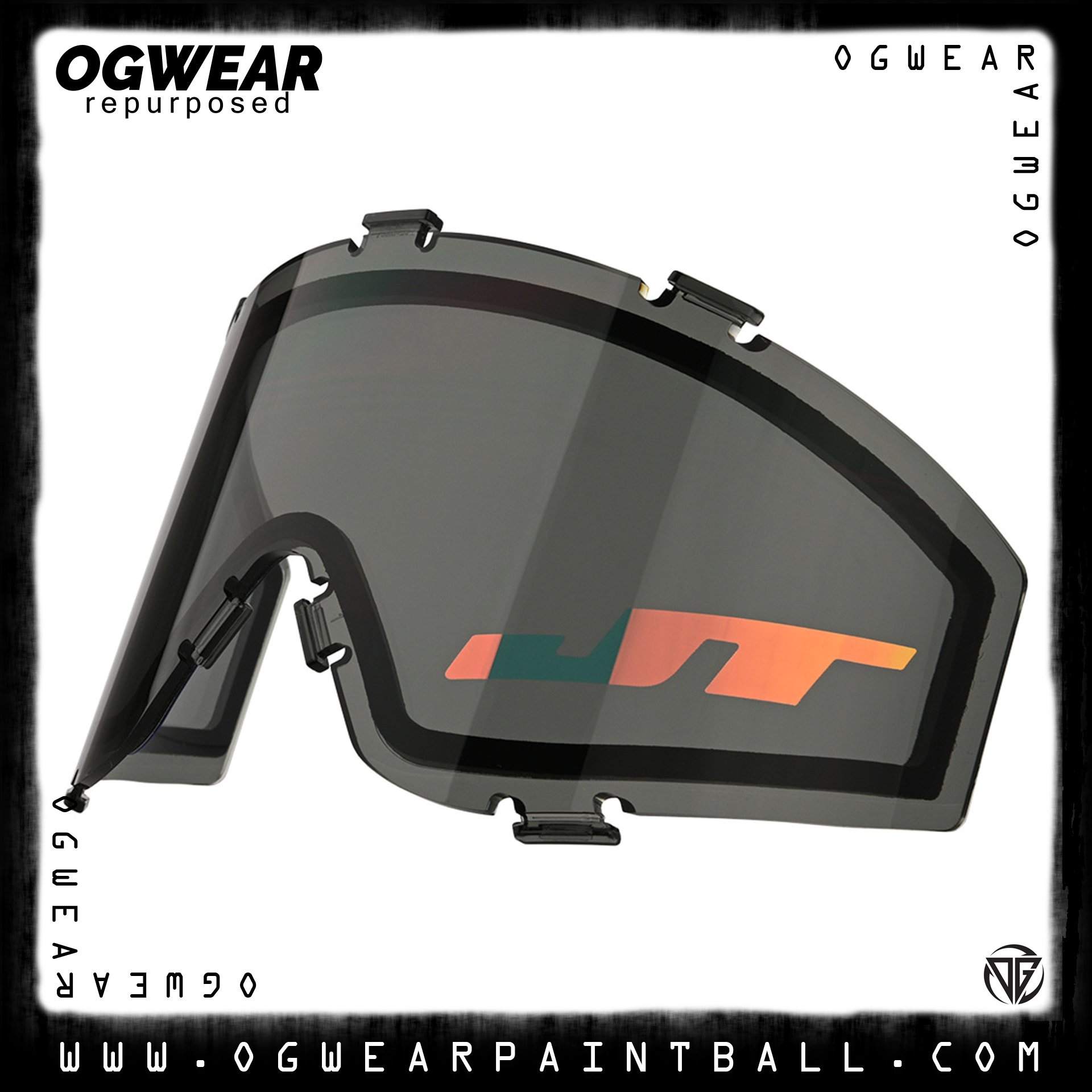 JT FLEX 8/PREMISE/PROFLEX/SPECTRA THERMAL MASK LENS - SMOKE W/ CHROMATIC RED LOGO